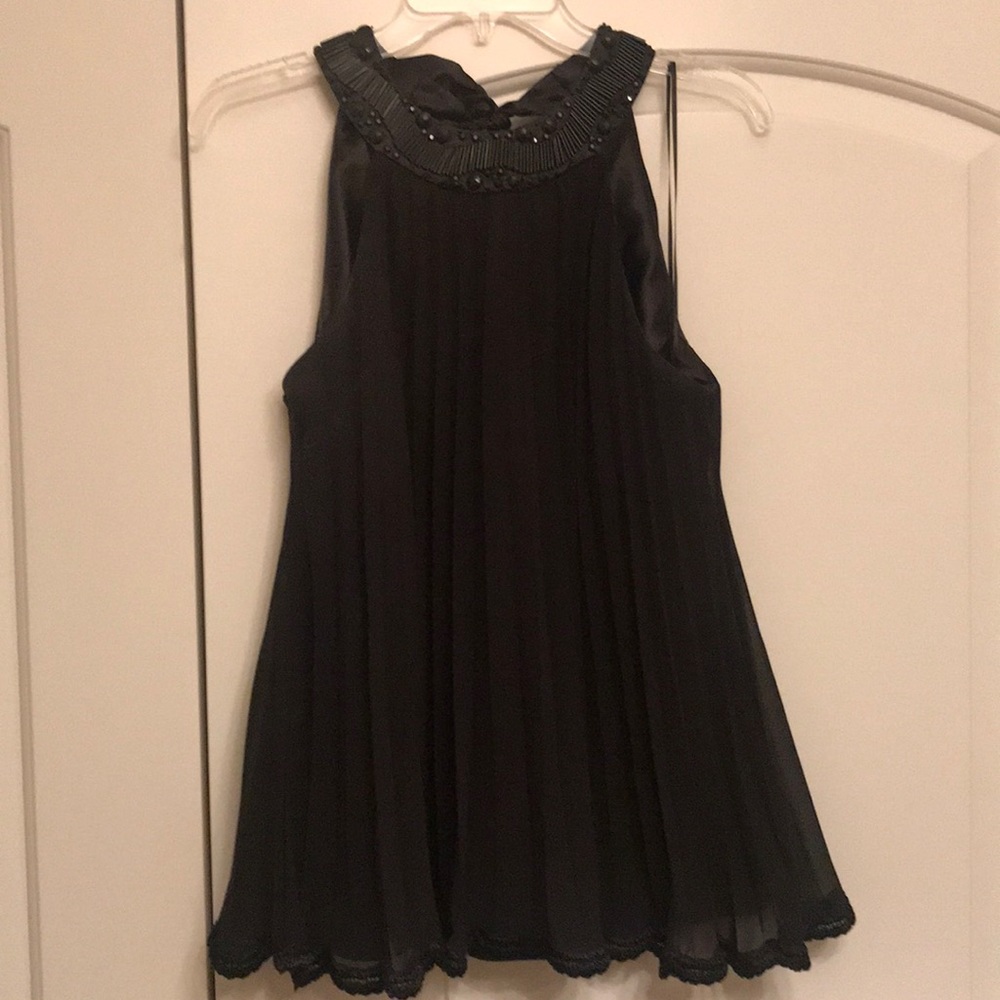 Black Dressy/Beaded/Lace Trim Top
